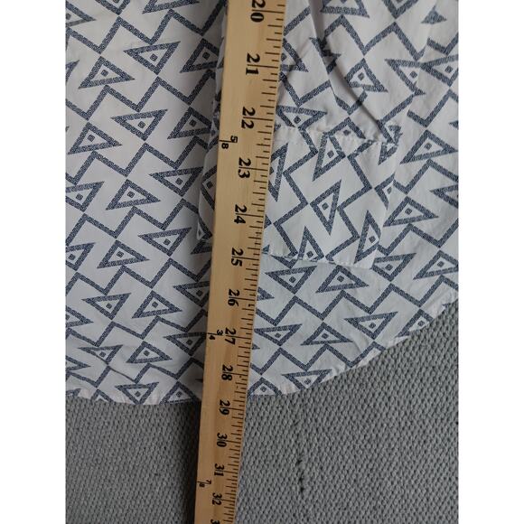 Rock & Roll Cowboy Shirt Mens Large White/Blue Geometric Snaps Western Cowboy - Picture 12 of 13